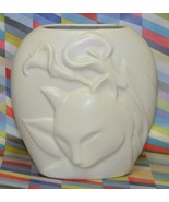 Vintage Cat Vase Matt White by Crowning Touch Japan 6.5x6 - $14.25