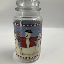 Sakura SNOWMAN Debbie Mumm Anchor Hocking Candy Jar Christmas Seal 8&quot; Vintage - £21.42 GBP