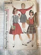 Vintage 60s Simplicity Pattern 5083 Youth SZ 8 Skirt Blouse &amp; Weskit - $29.03