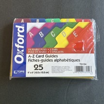 Oxford Poly Index Card Dividers A-Z Guides 3&quot; x 5&quot; Durable Asst&#39;d Colors 1/5 Cut - £7.52 GBP