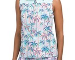NWT Ladies STELLA PARKER Mint Green Palm Print Sleeveless Mock Golf Shir... - $32.99