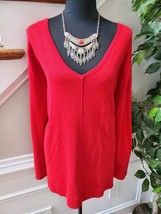 APT.9 Women&#39;s Solid Red Rayon &amp; Nylon V-Neck Long Sleeve Casual Sweater Size 3X - £20.77 GBP