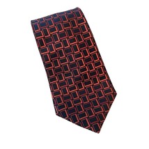 Geoffery Beene 100% Silk Red Black Abstract Squares Men’s Tie Stain Resistant - £6.50 GBP