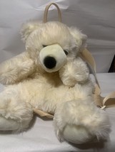 AURORA RARE White Polar Bear Backpack Furry Plush Shoulder Straps Zipper 16" - £33.14 GBP