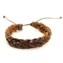 LEATHER BRACELET Brown Natural Braided Men Women Hemp Adjustable Braid S... - $2.95