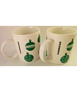 Set of 2 Starbucks 2016 Green White Ornaments Holiday Coffee Mugs - €14,87 EUR