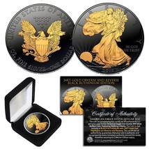 2023 BLACK RUTHENIUM 1 Oz 999 Silver American Eagle Coin 24K Gold Gilded 2-Sided - £67.64 GBP