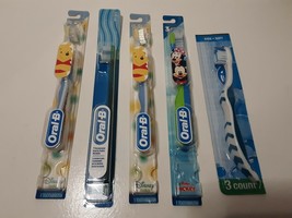 Lot of 5 Kids Oral B Disney Baby Winnie the Pooh Mickey Mouse Soft Toothbrushes - £12.36 GBP