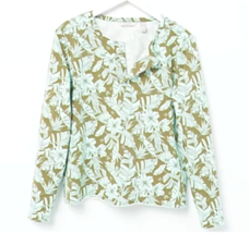 Any Body Cozy Knit French Terry Printed Top- Olive Floral, Small - £18.20 GBP