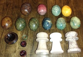 17pc Stone Alabaster/Marble Easter Egg Collectable Lot W/ Some Stands - £50.92 GBP