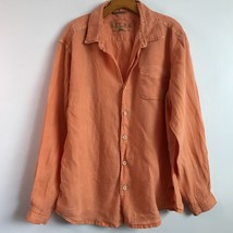 Tommy Bahama XL Shirt Orange Linen Chambray Long Sleeve Collar Button Do... - £14.75 GBP