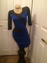 Black And Blue Mesh Dress Small Nwot - $182.81 MXN