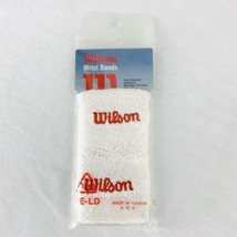 Vintage Wilson Wrist Bands White Z1260 1 Pair White Red Embroidered New - £7.50 GBP