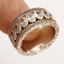Vintage Single Row White Cut Zircon Finger Rings Men Women Luxury Wedding Band R - £7.56 GBP
