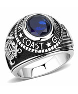 US Coast Guard Ring Semper Paratus Blue Crystal Stainless Steel Mens Rin... - £17.29 GBP