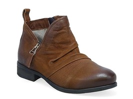 Miz Mooz Slinky Leather Ankle Bootie Side Zip Hazelnut 37EU / 7US New # P-12 - £49.79 GBP