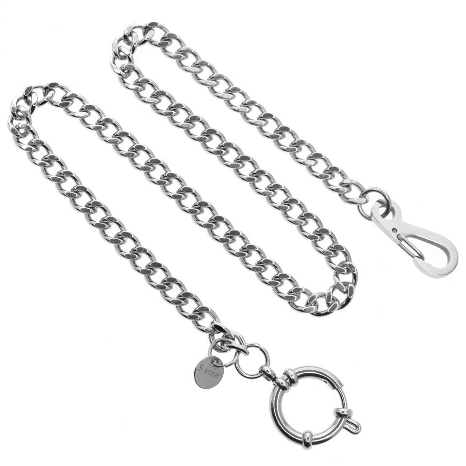 Primary image for Stainless Steel Pocket Watch Chain Albert Chain Curb Link Chain Spring Clasp S91
