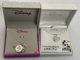 Disney Necklace Lot 2 New In Box Ohana Crystal Pendant And Mickey Mouse - $18.23