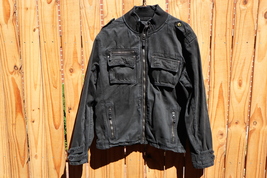ESSENTIALS Mens Full Zip Closure Black Jacket Size L (check measuremet - $29.99