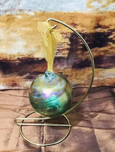 Hand Blown Art Glass Colorful Swirl Orb Witch Ball Sphere Ornament w/Ribbon #3 - £59.34 GBP