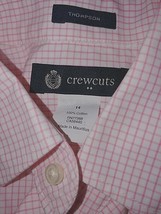 Crewcuts &quot;Thompson&quot; Men&#39;s Ls PINK/WHITE Checked Cotton SHIRT-14-WORN ONCE-NICE - £9.02 GBP