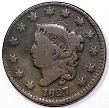 1827 1c Newcomb 6 Matron Head Large Cent.   20230036 - £39.31 GBP