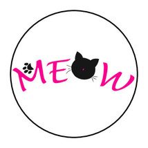 30 Meow Envelope Seals Labels Stickers 1.5&quot; Round Cats Kittens Paw - £5.98 GBP