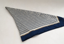 Silk scarve vintage scarf blue white WM Chelsea print head covering wrap - $26.92 CAD