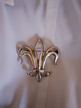 Vintage STERLING Silver FLEUR de LIS Lapel Pin BROOCH - $37.39
