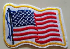 American Flag~USA~Embroidered Applique Patch~@ 3 1/2&quot; x 2 1/4&quot;~Iron Or Sew - £3.33 GBP