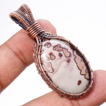Peanut Wood Jasper Gemstone Ethnic Copper Wire Wrap Pendant Jewelry 2.20&quot; SA 629 - £3.97 GBP