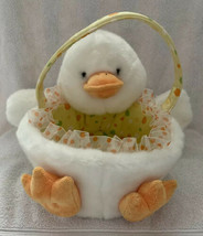 Walmart Plush White Duck Easter Basket Candy Bucket Pail Polka dot Lined Ruffles - £10.35 GBP