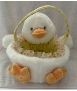 Walmart Plush White Duck Easter Basket Candy Bucket Pail Polka dot Lined... - £10.35 GBP