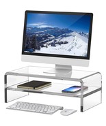 Clear Acrylic Monitor Stand Riser 2 Tier, 5.5 Inches High Clear Monitor ... - $50.99