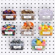 Pegboard Bins With Hooks And Labels, Pegboard Bins Kit Diy Pegboard Baskets Acce - £23.58 GBP
