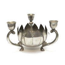 Vintage Elegance Silver Plate Candle Holder Water Lily Lotus Nenuphar Fl... - £15.54 GBP