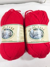 NEW Lion Brand Wool-Ease yarn Scarlet #113 2 Skeins red acrlyic wool blend 4-ply - £30.28 GBP