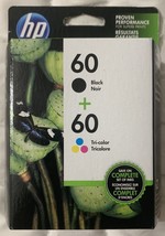 HP 60 Black &amp; Tri-Color Combo Pack N9H63FN CC640WN CC643WN Factory Sealed FoilPK - $39.98