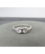 Sterling Silver Double Heart Ring Faceted Cubic Zirconia Size 9  3.26 Grams - $39.59