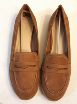 London Rag Womens Suede Penny Loafers 8.5  Cognac Brown faux Leather Flats Shoes - £15.60 GBP