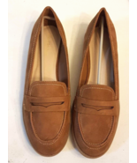 London Rag Womens Suede Penny Loafers 8.5  Cognac Brown faux Leather Fla... - £15.51 GBP