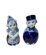 Vintage Blue &amp; White Ceramic Dutch Couple Boy &amp; Girl Salt &amp; Pepper Shake... - £5.37 GBP