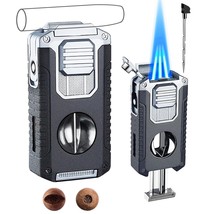 Torch Lighter Refillable Butane With Windproof Triple Jet Flame Lighter With V C - £23.08 GBP