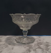 Vintage Stemmed McKee Rock Crystal Clear Open Jam/Jelly Compote Bowl, Floral - £9.58 GBP