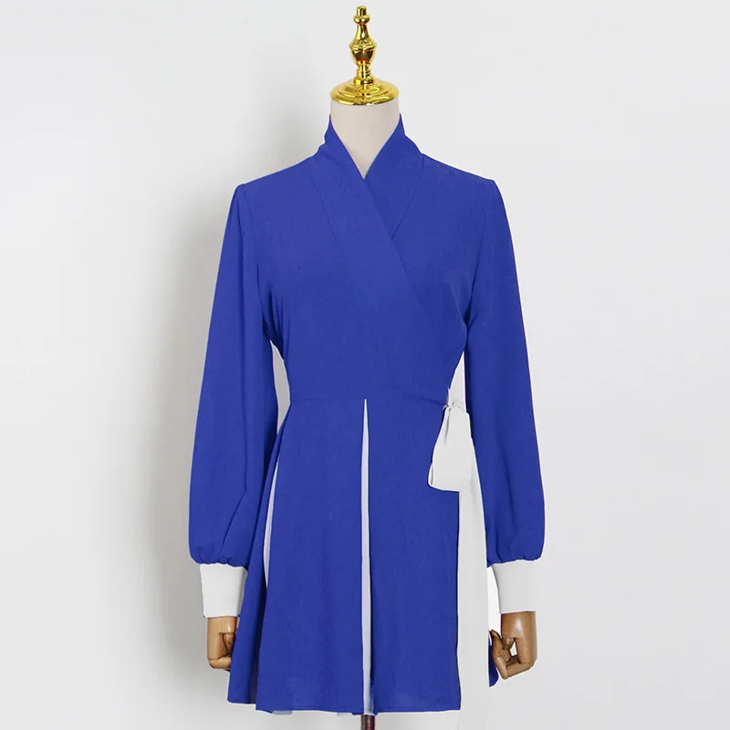 Spring Elegant  Up Coats For  Lapel Lantern Long Sleeve High Waist age Hit Color - £235.30 GBP
