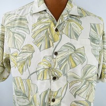 Tommy Bahama Aloha Hawaiian Shirt Medium Shirt Floral Green Leaves Tropical - £31.92 GBP