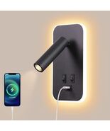 LED Wall Light, Bedside Reading Light, USB Charging Port, Bedroom Mood L... - $637.47 MXN
