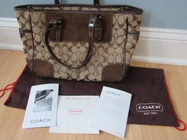 Coach Signature series hand bag - No. F04Q-1443 brown leather PAPERS - £29.57 GBP