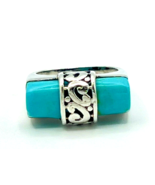 Southwestern Sterling Silver Turquoise Ring Enamel Inlay Size 5.5 - $51.48