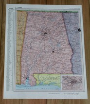 1958 Original Vintage Map Of Alabama Birmingham - £13.41 GBP